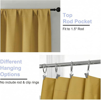 Simplebrand Ava Bright Gold Short Blackout Curtains - Image 4