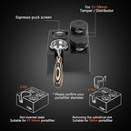 IKAPE ABS Espresso Knock Box, 7 in 1 Coffee Organizer Box Fit for Storage 51, 54, 58MM Espresso Tamper, Distributor, Portafilter & Puck Screen Accessories(Black)