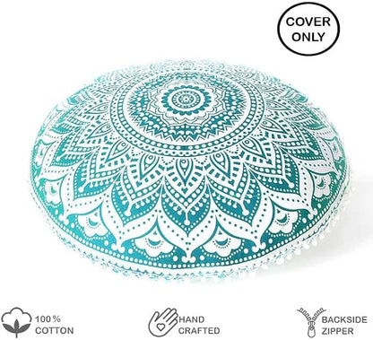 Mandala Floor Pillow Cover Meditation Cushion Seating Throw Hippie Round - Image 3