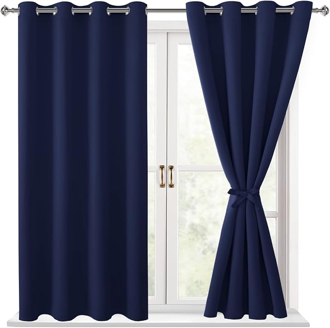 Blackout Curtains for Bedroom, 52 x 45 Inch, 2 Panels | Thermal Insulated & by Hiasan