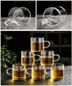 Glass Teapot Set with Infuser Semi Automatic Dragon Tea Set with 6 Small Cups (red dragon)