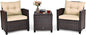 COSTWAY 3PCS Patio Furniture Set, PE Rattan Wicker Sofa w/Washable Cushion and by COSTWAY