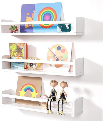 AZSKY Nursery Bookshelves White, 24 Inch Floating Bookshelves - Image 8