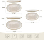 famiware Serving Platter, Oval 15.59/14.3/12.9 inch Serving Dishes for Entertaining, Serving Bowls, Microwave Safe, Stonware Serving Trays for Party, Turkey, Cheese, Ocean Series, Cappuccino White