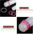 HARFINGTON 2pcs Fondant Rolling Pin 13 Inch x 0.98 Inch Adjustable Guide Rings Non-Stick PP Plastic Fondant Roller Dough Roller Kitchen Decorating Tools for Cookie Pastry Pizza Clay