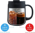 16OZ Stainless Steel Insulated Coffee Mug with Handle, Double Wall Vacuum Tumbler Cup with 2 Lids, Thermal Coffee Cup