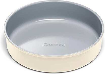 Caraway 9” Circle Pan - Non-Stick Ceramic Coating - Free From Forever Chemicals - Perfect for Birthday Cakes, Tartes, & More - Cream