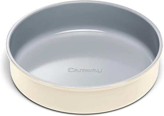 Caraway 9” Circle Pan - Non-Stick Ceramic Coating - Free From Forever Chemicals - Perfect for Birthday Cakes, Tartes, & More - Cream