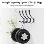 12 Pack Hanging Coat Hooks Wall Mount, Coat Hanger Wall Hangers, Metal Hooks for Hanging Heavy Duty, Screw in Hooks for Hanging Towels, Clothes, Backpack, Hat, Bag, Jacket, Key, Robe, Backpack Black