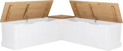 Linon Harris Natural and White Two Tone Backless Corner Breakfast Nook - Image 9