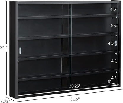 HOMCOM 5-Tier Display Cabinet, Glass Door Cabinet - Image 3
