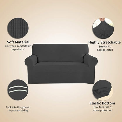 Easy-Going Stretch 4 Seater Oversized Sofa Couch Cover Dark Gray | 1-Piece - Image 4
