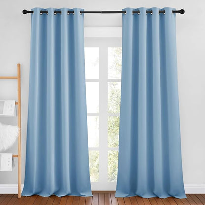 NICETOWN Blue Curtains 96 inches Long, Grommet Thermal Insulated Blackout by NICETOWN