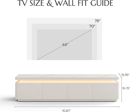 POVISON Fully Assembled 71" Mid-Century Modern TV Stand - Image 6