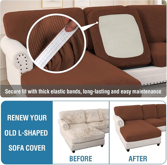 H.VERSAILTEX Sectional Couch Covers 8 Pieces Stretch Sofa Covers - Image 6