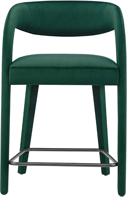Modway EEI-6566-GRN-BLK Pinnacle Performance Velvet Counter Stool Set of Two - Image 6