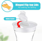 Gejoy 6 Pcs Plastic Water Carafe with Lids 32 oz Clear Juice Pitchers for Mimosa Bar Drinks Milk Iced Tea Beverage Containers for Home Restaurant School Fridge, Not Dishwasher Safe (White Cap)