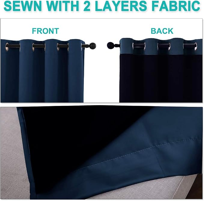 NICETOWN Complete 100% Blackout Curtain Set, Thermal Insulated & Energy - Image 5