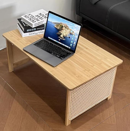 Japanese Floor Table Bamboo Folding Coffee Table Portable Solid Wood Japanese - Image 3