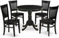 East West Furniture ANVA5-BLK-W 5 Piece Modern Dining Table Set Includes a by EastWestFurniture