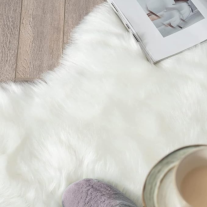 ORINOVA White Faux Sheepskin Fuzzy Fur Rugs - Image 7