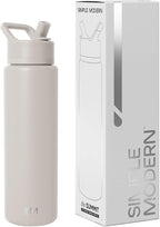 Simple Modern Water Bottle with Straw Lid | Vacuum Insulated Stainless Steel Metal Thermos | Reusable Leak Proof BPA-Free Flask for Sports Gym | Summit Collection | 30oz, Almond Birch