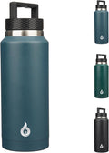 BJPKPK Insulated Water Bottles, Dishwasher Safe 36 oz Water Bottle with Handle, Leakproof BPA Free Water Jug, Stainless Steel Thermos for Sports, Navy Blue