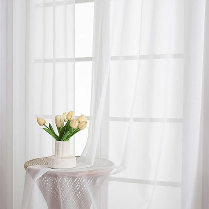 Chyhomenyc White Sheer Curtains 63 Inches Long 2 Panels, Light Filtering Bright - Image 5