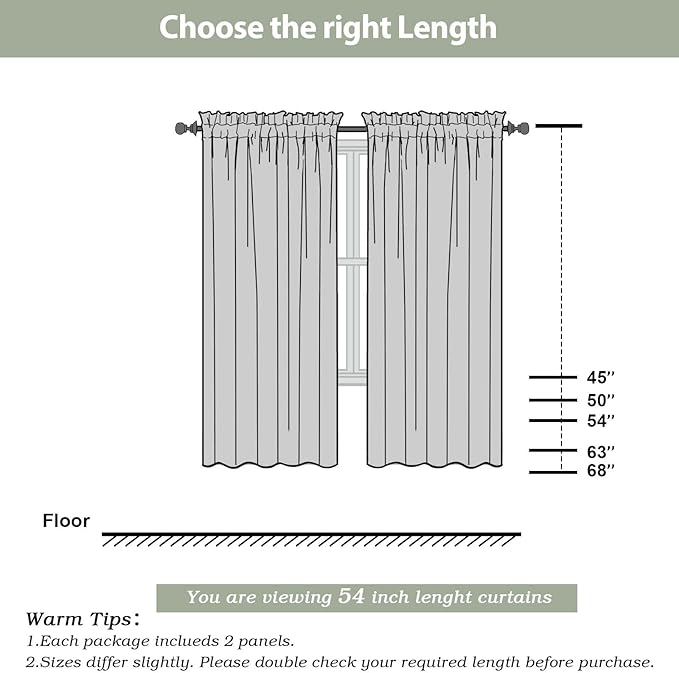 Sheer Curtains 54 inches Long for Living Room Bedroom, Rod Pocket Light - Image 2
