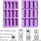 2Pcs oat bar mold - 12rectangle silicone molds - Chocolate silicone mold for baking candies/energy bars, cheesecake, dried fruit cereal cookies (2, purple)