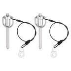 uxcell 2 Pcs Quick Release Pin, 1/4" x 2"(Dia. x L) Push-Button Ball Locking Pin 304 Stainless Steel Ring Handle Locking Pin with Wire for Audio Bimini Top Marine, Silver