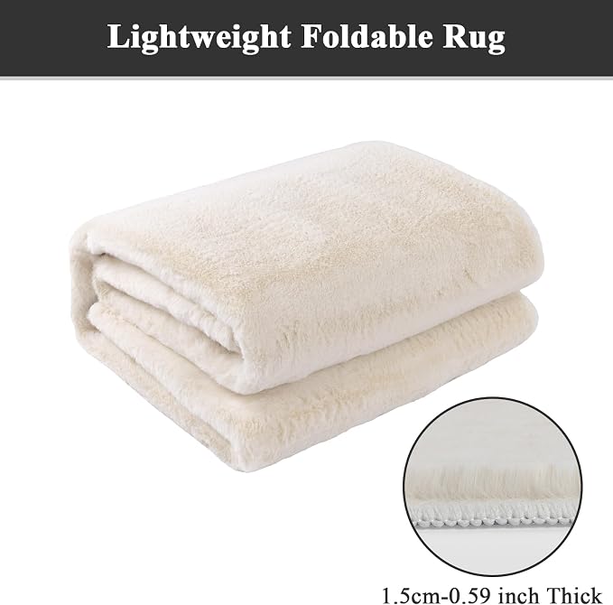 SHACOS Ultra Soft 6x9 Faux Rabbit Fur Area Rugs - Image 8
