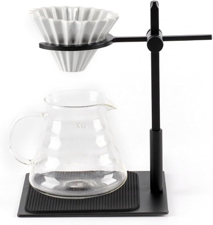 Pour Over Coffee Station Dripper Stand, With Adjustable Aluminum Alloy Stand, Reusable Stainless Steel Filter, Sturdy Base for Home or Office