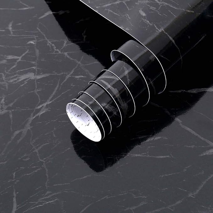 Arthome Black Marble, 11.8x100 Inches Peel and Stick Wallpaper, Marble Contact by ArthomeWALLDECOR