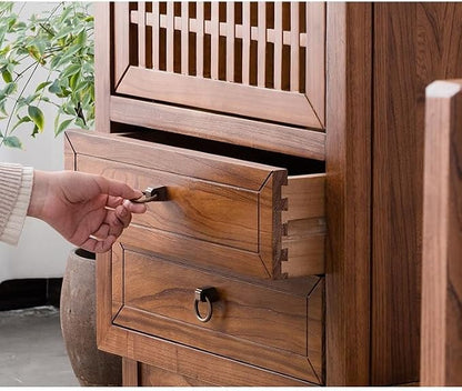 GUERNSEY End Table Chinese Style Wooden Sofa Side Table TV Cabinet Living Room - Image 6