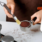 2 PACK Coffee Grinder Cleaning Brush, Espresso Maker/Machine Cleaner Tool for Camping Home Kitchen Barista, Leather Hanging