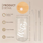 SANDJEST Wife Glass Can, Wifey Cup with Lid & Straw, Iced Coffee Aesthetic Cups, Idea Gift for Christmas Marriage Birthday Anniversary Valentine, Gifts for Women, 16oz