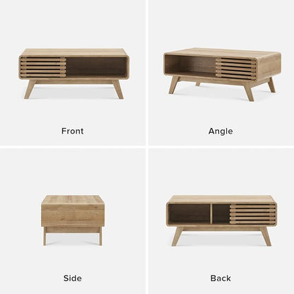 mopio Ensley Coffee Table with Storage, Mid Century Modern, Farmhouse Wood - Image 9