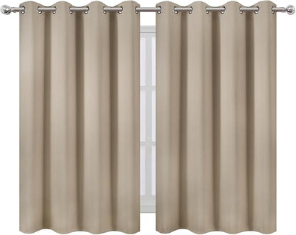 Khaki Thermal Blackout Curtains/52 x 45 Inch/Set of 2 Panels Room Darkening - Image 2