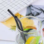 Straws, 8-Piece 8.5inch Black 18/8(304) Stainless Steel Reusable Straws + 2 Brushes