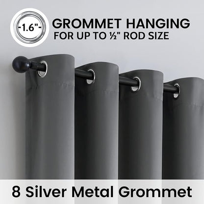 SimpleHome Grey 100% Blackout Curtains Room Darkening Living Room 54 Inch | - Image 6