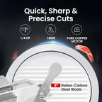 Toogood 8" Commercial Slicer, 1/4 HP Electric Meat Slicer, Italian Carbon Steel Blade, Quiet Performance, Semi-frozen Meat/Cheese/Food Slicer, 0.5mm to 15mm Adjustable Slicing Thickness