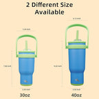 40 oz Tumbler with Side Handle, Insulated Water Bottle with Straw and 2 in 1 Lid, Stainless Steel Cup Travel Coffee Mug for Sports Office Gym,Sky Blue