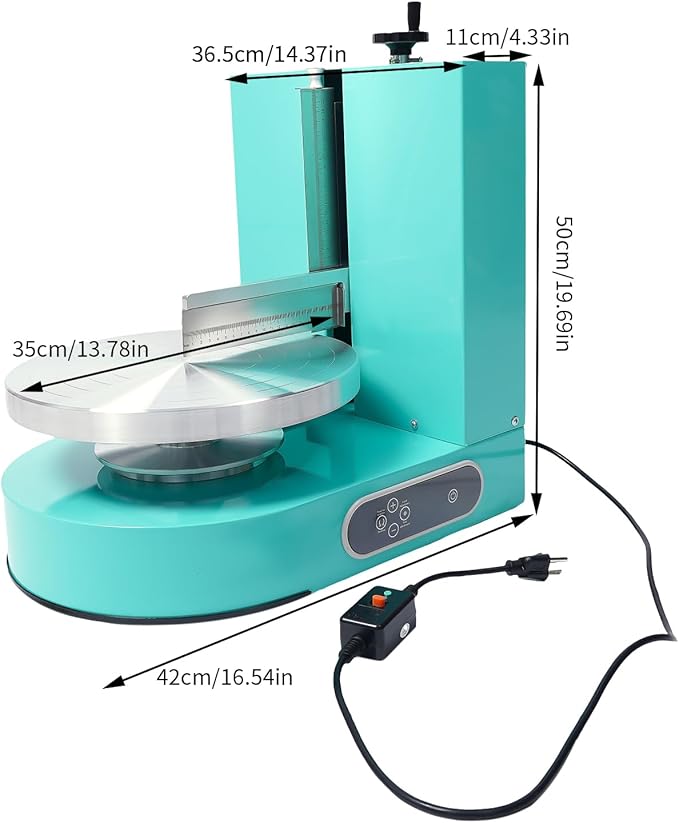 Cake Decorating Machine, 200W Electric Cake Cream Spreading Coating Machine with Adjustable Scraper, Turntable Cake Frosting Smoother, for 4-12in Cake, 60-320RPM (Green)
