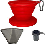 GOLDTONE Collapsible Silicone Portable Reusable Coffee Dripper w/Carry Clip & Scoop (Collapsible Pour Over, Frameless Filter & Scoop)