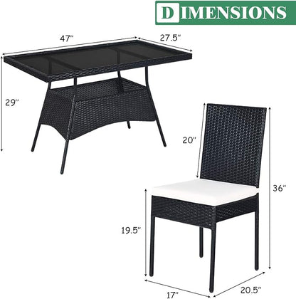 Tangkula 5 Piece Wicker Patio Dining Set, Outdoor Rattan Table & Chairs Set - Image 4