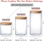MOLFUJ 960 ML / 32 FL Oz Glass Storage Container with Wood Lid, Stackable Clear Decorative Organizer Bottle Canister Pantry Jar with Air Tight Wooden Lid for Food, Coffee, Candy, Sugar, Salt, Tea