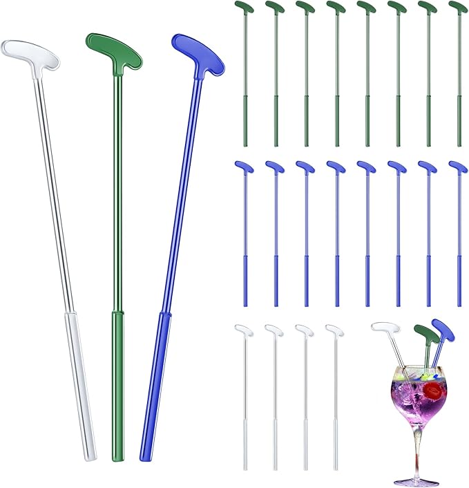 30 Pcs Golf Putter Swizzle Stir Sticks Coffee and Cocktail Stirrers 7.48 Inch Drink Plastic Golf Club Cocktail Swizzle Sticks Party Decorations Favors Reusable for Garnish or Mixers