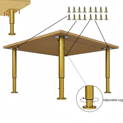 4PCS Adjustable 9.64-16.6 Inch Metal Furniture Legs Brass Furniture Replacement - Image 3