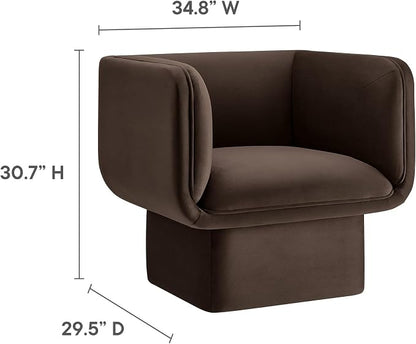Modway Tate Performance Velvet Accent Chair in Chocolate Brown - Image 3